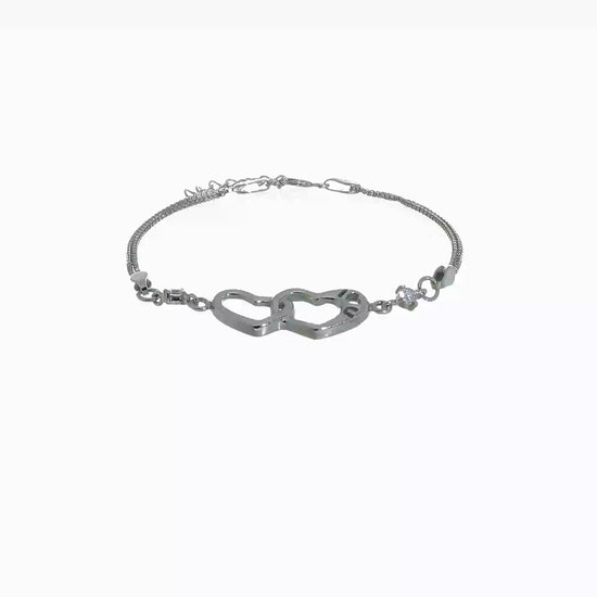 Sterling silver CZ interlocking heart adjustable bracelet video
