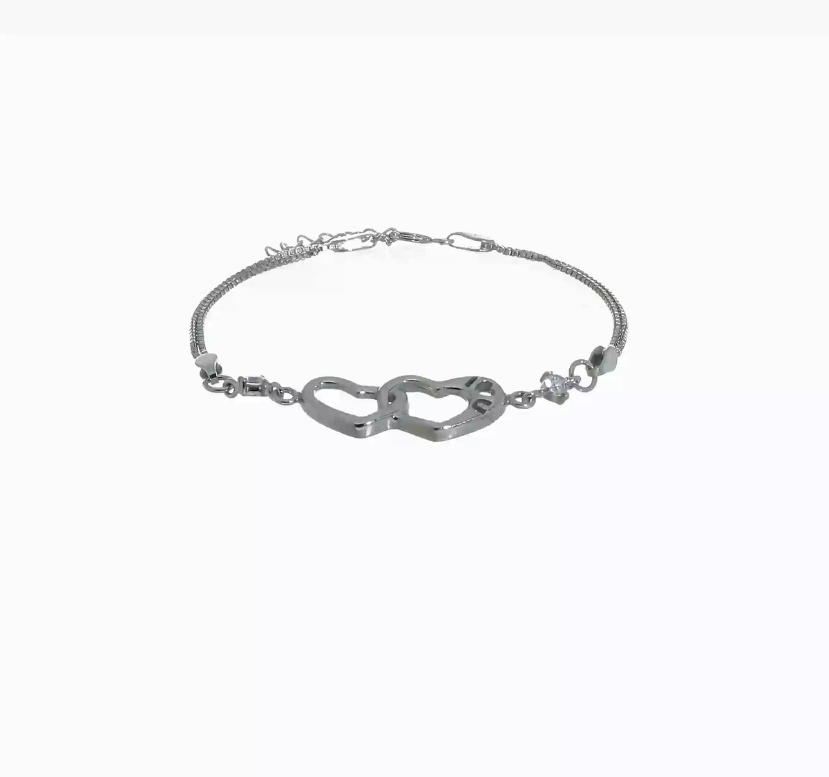 Sterling silver CZ interlocking heart adjustable bracelet video