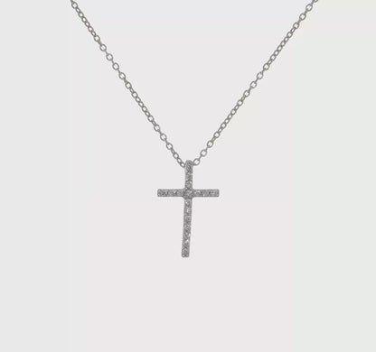 Sterling Silver Cubic Zirconia Cross Necklace