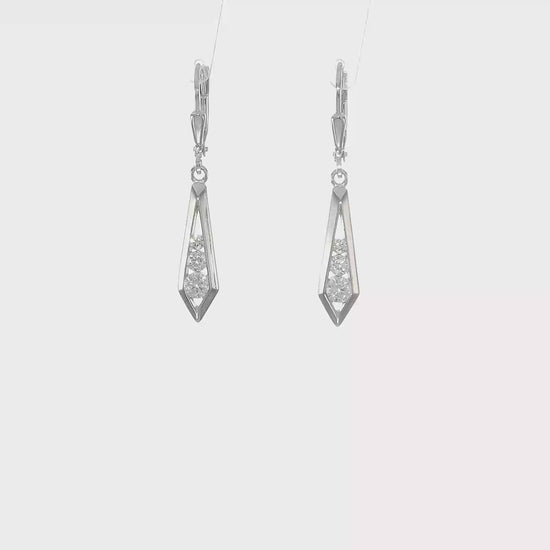 Sterling silver CZ kite leverback earrings video