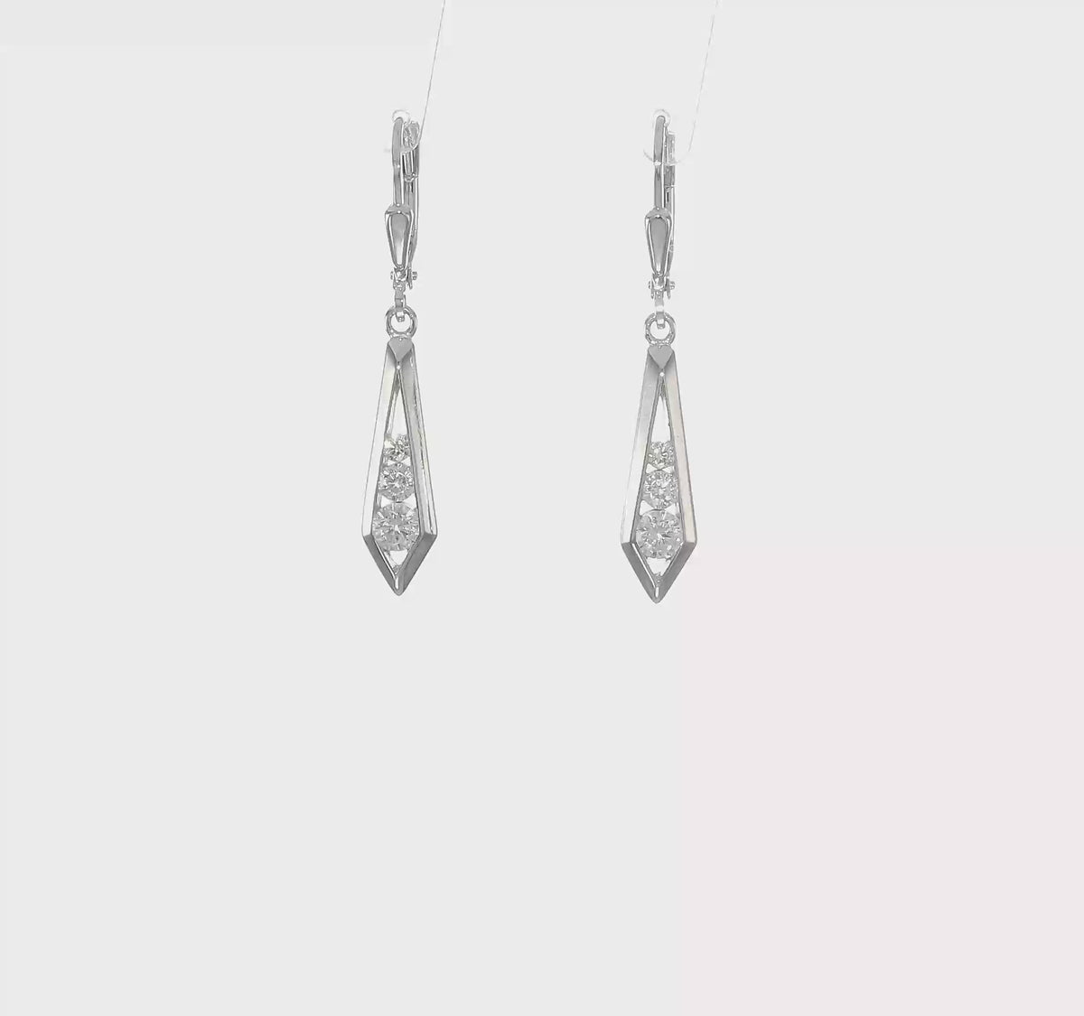 Sterling silver CZ kite leverback earrings video