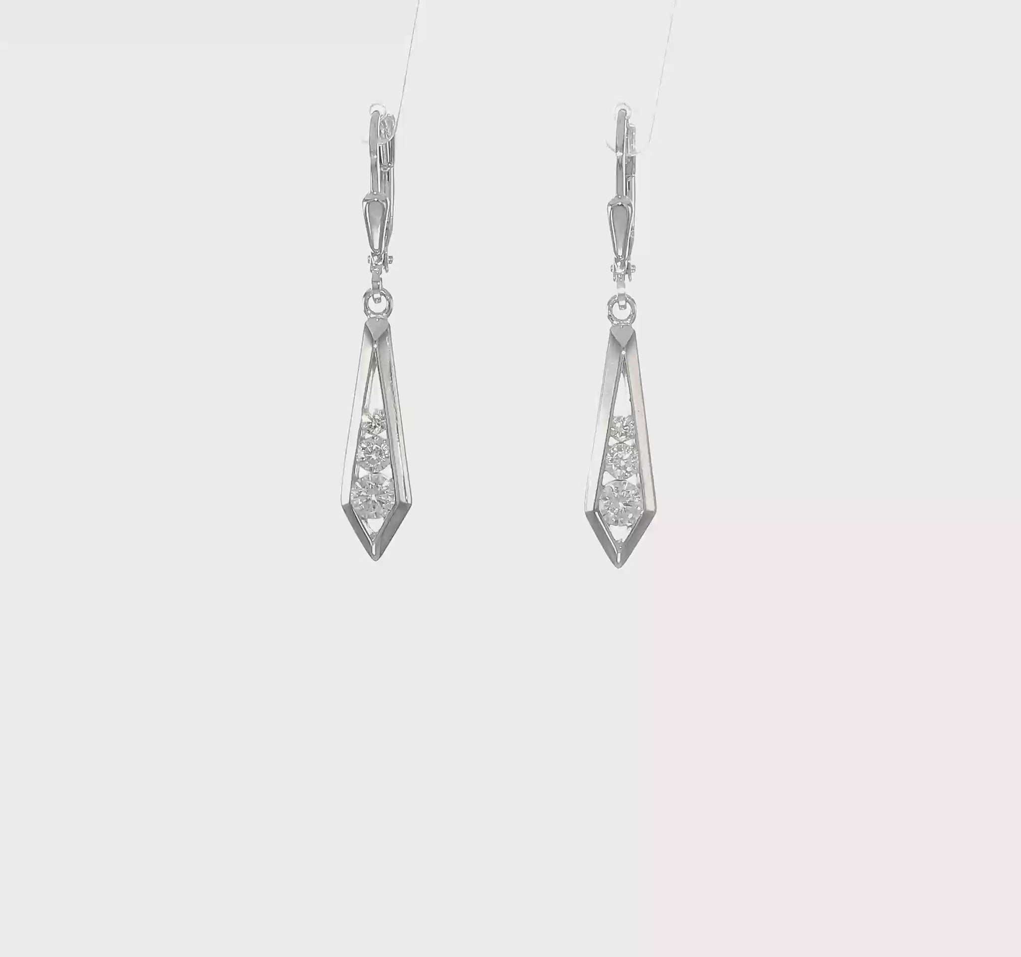 Sterling silver CZ kite leverback earrings video