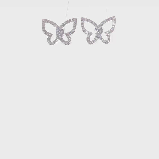 Sterling silver CZ butterfly stud earrings video