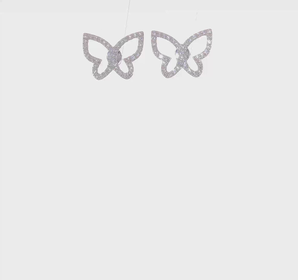Sterling silver CZ butterfly stud earrings video