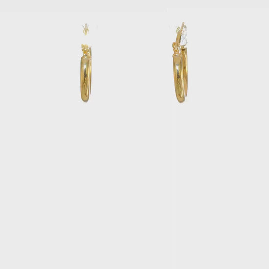 Classic 2mm gold-tone sterling silver hoop earrings, 15 mm — video view