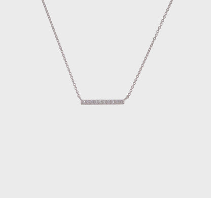 Polished Sterling Silver Cubic Zirconia Straight Bar Necklace