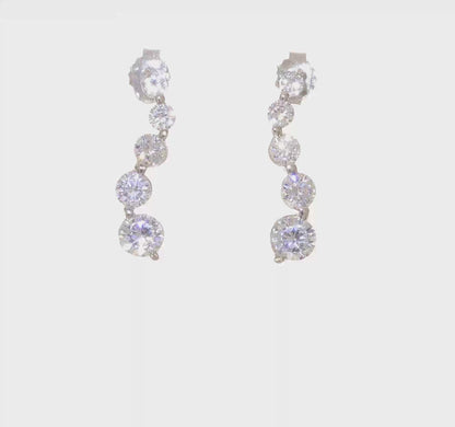 Sterling silver graduated cubic zirconia journey drop earrings video
