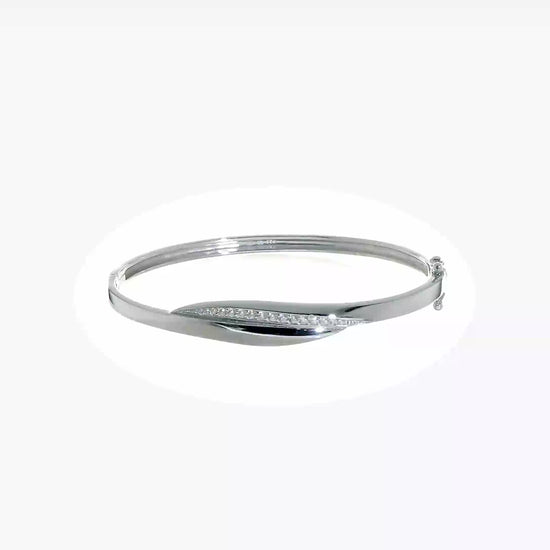 Sterling silver CZ polished hinged bangle video