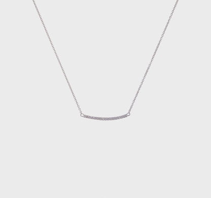 Sterling Silver Cubic Zirconia Curved Bar Necklace