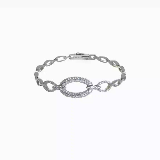 Sterling silver CZ oval-link bracelet video