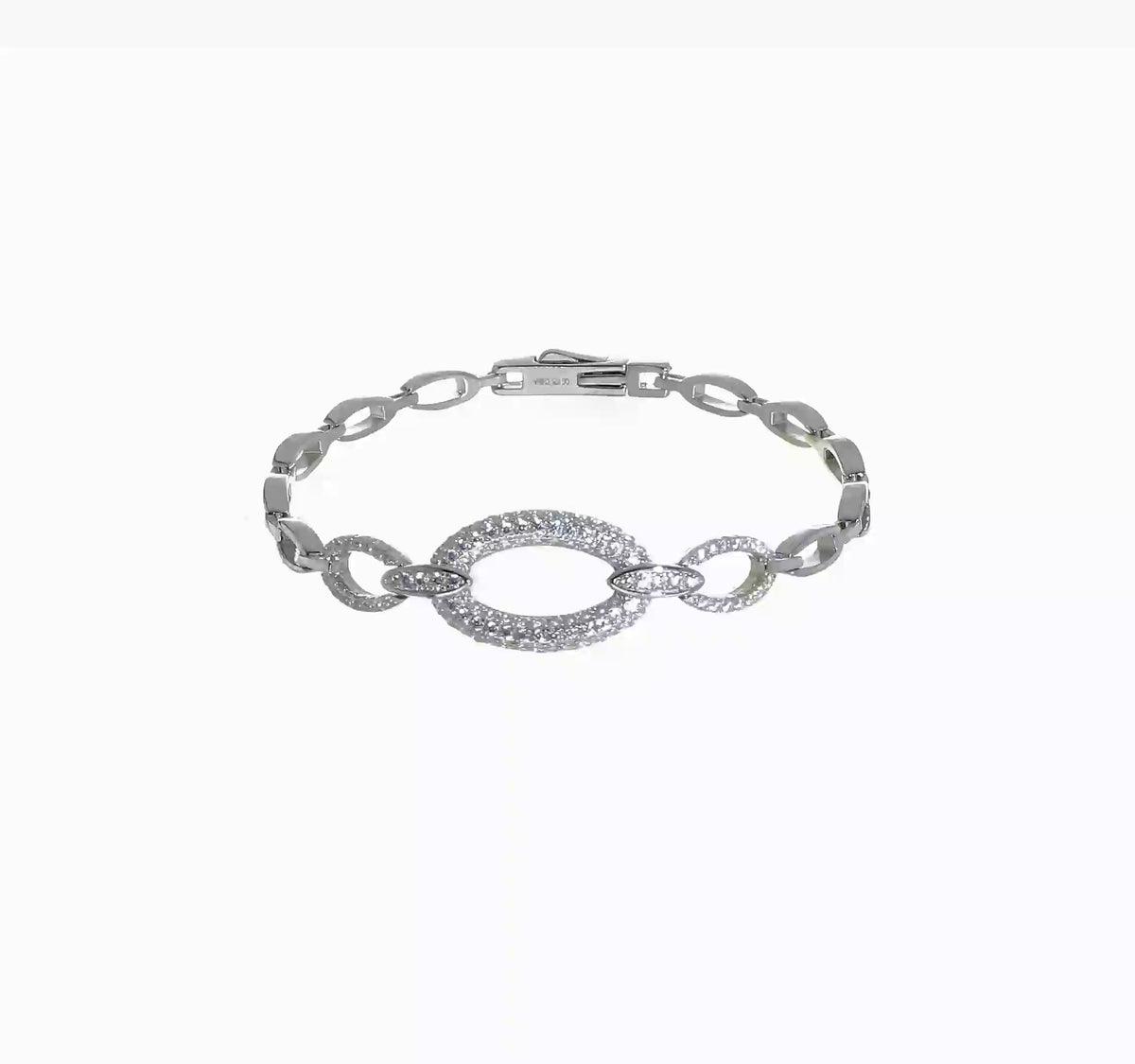Sterling silver CZ oval-link bracelet video
