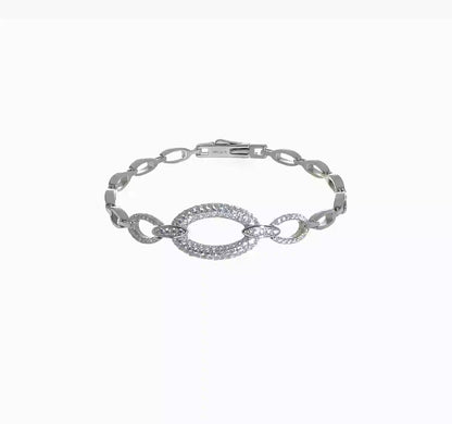 Sterling silver CZ oval-link bracelet video