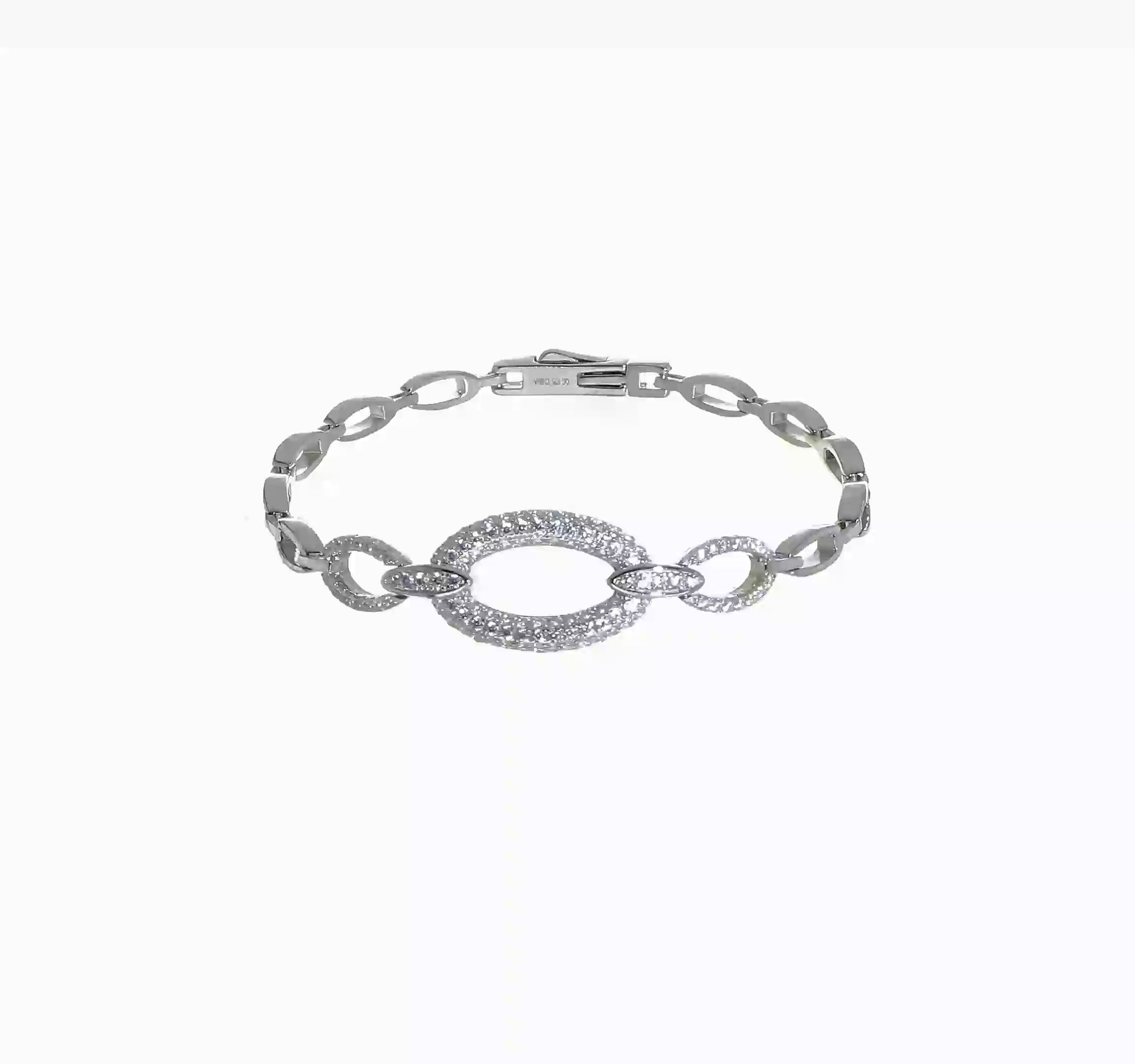 Sterling silver CZ oval-link bracelet video
