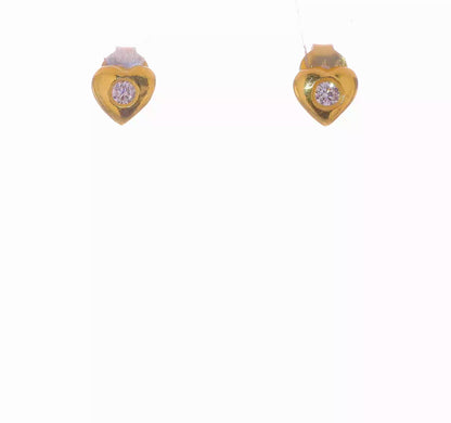 Children’s Sterling Silver Gold-Tone CZ Heart Necklace & Earring Set