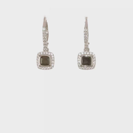 Sterling silver black and white cubic zirconia halo earrings video