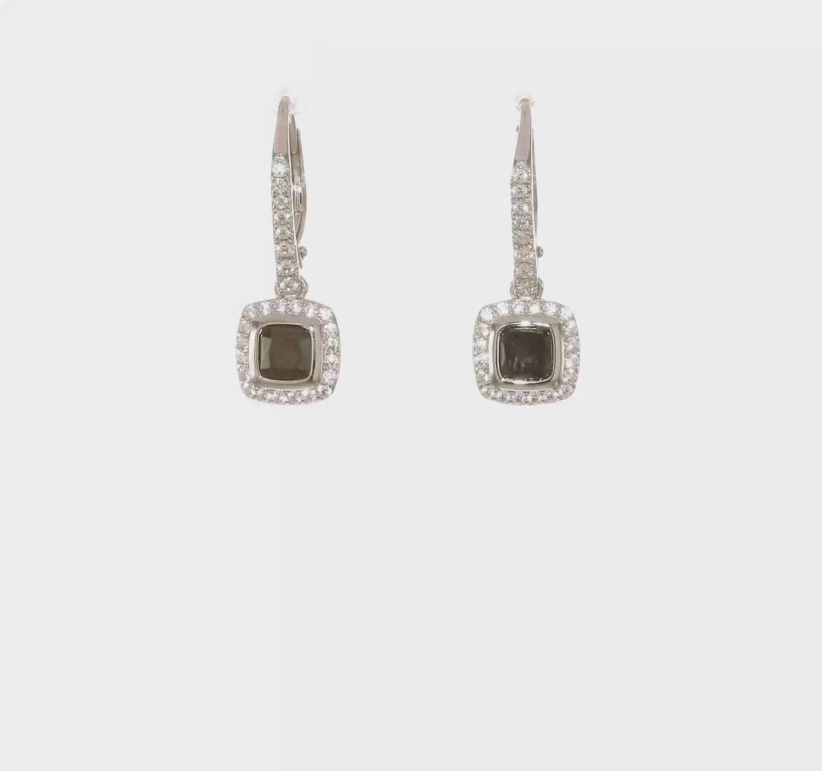 Sterling silver black and white cubic zirconia halo earrings video