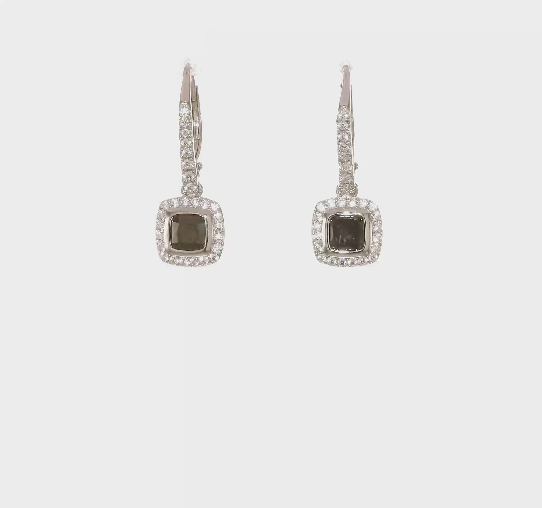Sterling silver black and white cubic zirconia halo earrings video