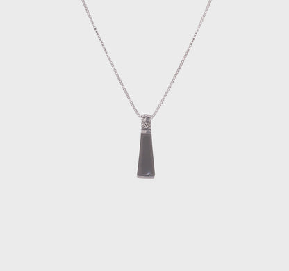 Sterling Silver Rhodium-Plated Onyx Pendant Necklace