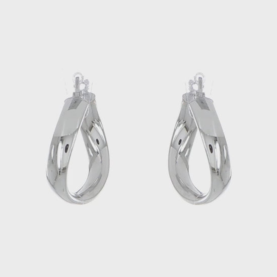 Italian sterling silver sculpted twist hoop earrings video