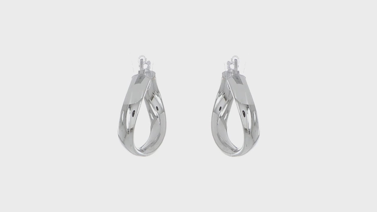 Italian sterling silver sculpted twist hoop earrings video