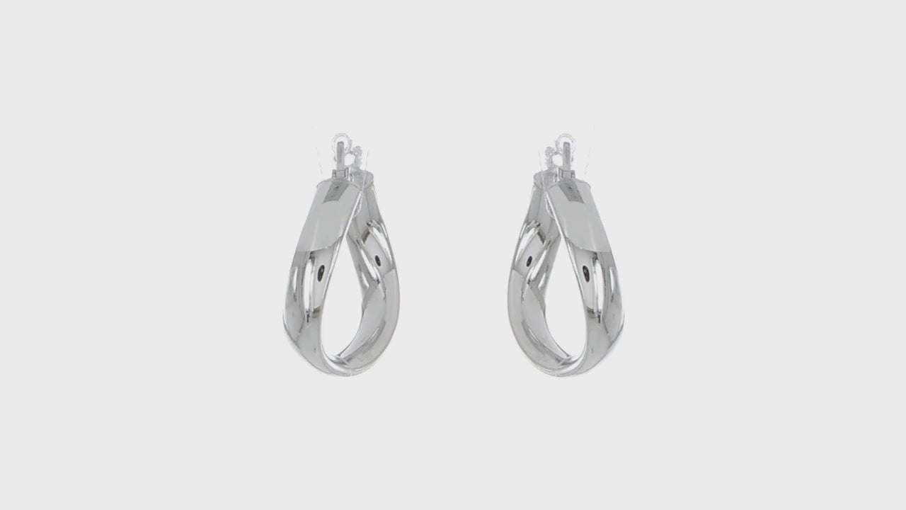 Italian sterling silver sculpted twist hoop earrings video