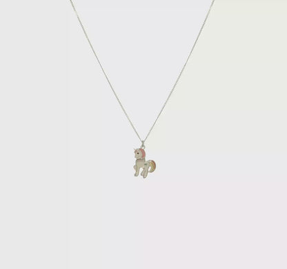 Children’s Sterling Silver Rainbow Enamel Unicorn Necklace