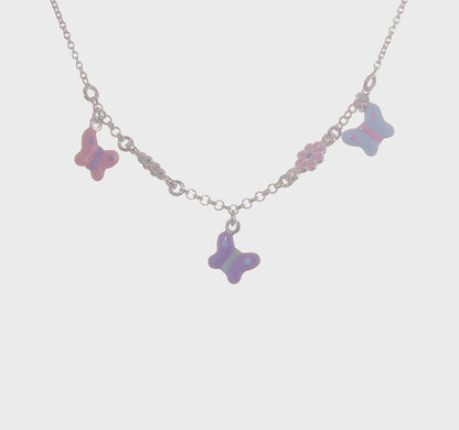 Children’s Sterling Silver Enamel Floral & Butterfly Necklace
