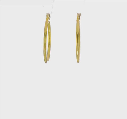 Classic 2mm gold-tone sterling silver hoop earrings, 30 mm — video view