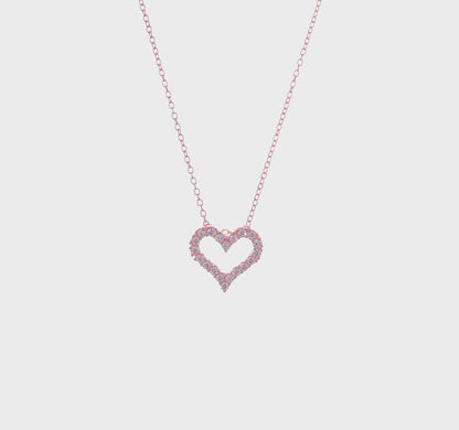 Sterling Silver Cubic Zirconia Open Heart Necklace