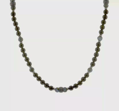Stainless Steel Beaded Stone Necklace