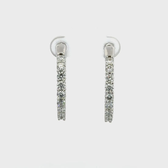 3 CTW 10K white gold inside-out lab-grown diamond hoop earrings video