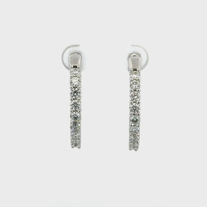 3 CTW 10K white gold inside-out lab-grown diamond hoop earrings video