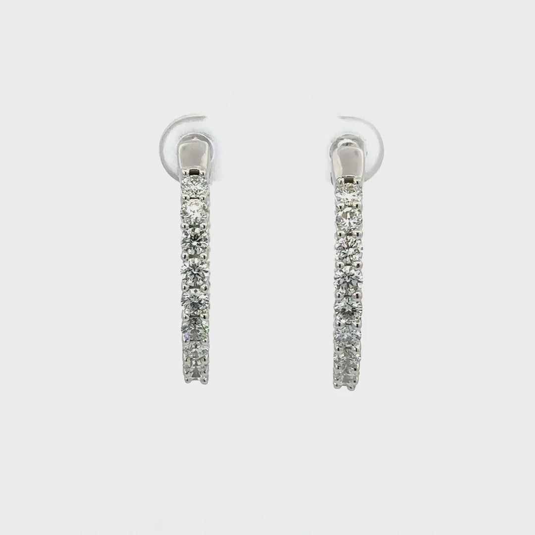 3 CTW 10K white gold inside-out lab-grown diamond hoop earrings video