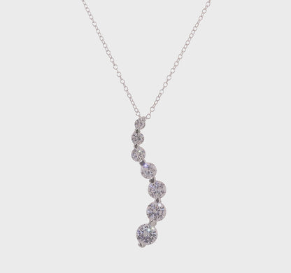 Sterling Silver Graduated Cubic Zirconia Journey Necklace