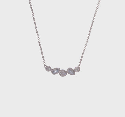 Rhodium-Plated Sterling Silver Sky-Blue Topaz and Cubic Zirconia Necklace