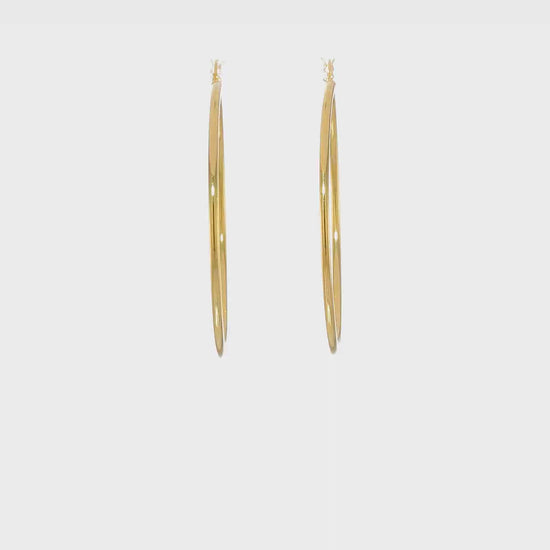 Classic 2mm gold-tone sterling silver hoop earrings, 55 mm — video view