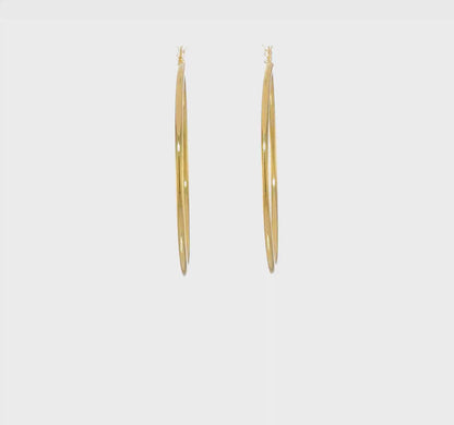 Classic 2mm gold-tone sterling silver hoop earrings, 55 mm — video view