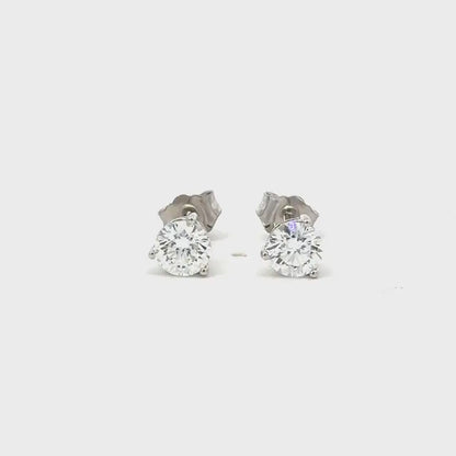 1 CTW lab-grown diamond stud earrings in 14K white gold video