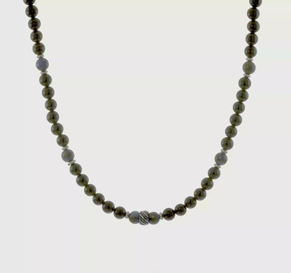 Stainless Steel Beaded Stone Necklace