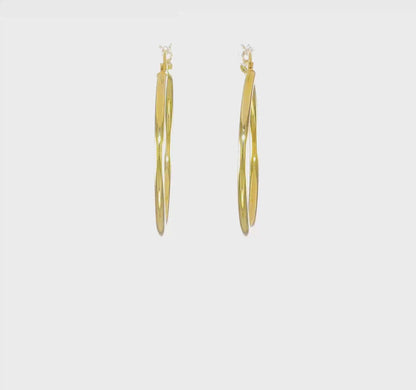 Classic 2mm gold-tone sterling silver hoop earrings, 35 mm — video view