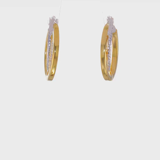 Gold-tone twisted oval sterling silver hoop earrings video