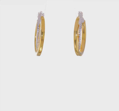 Gold-tone twisted oval sterling silver hoop earrings video