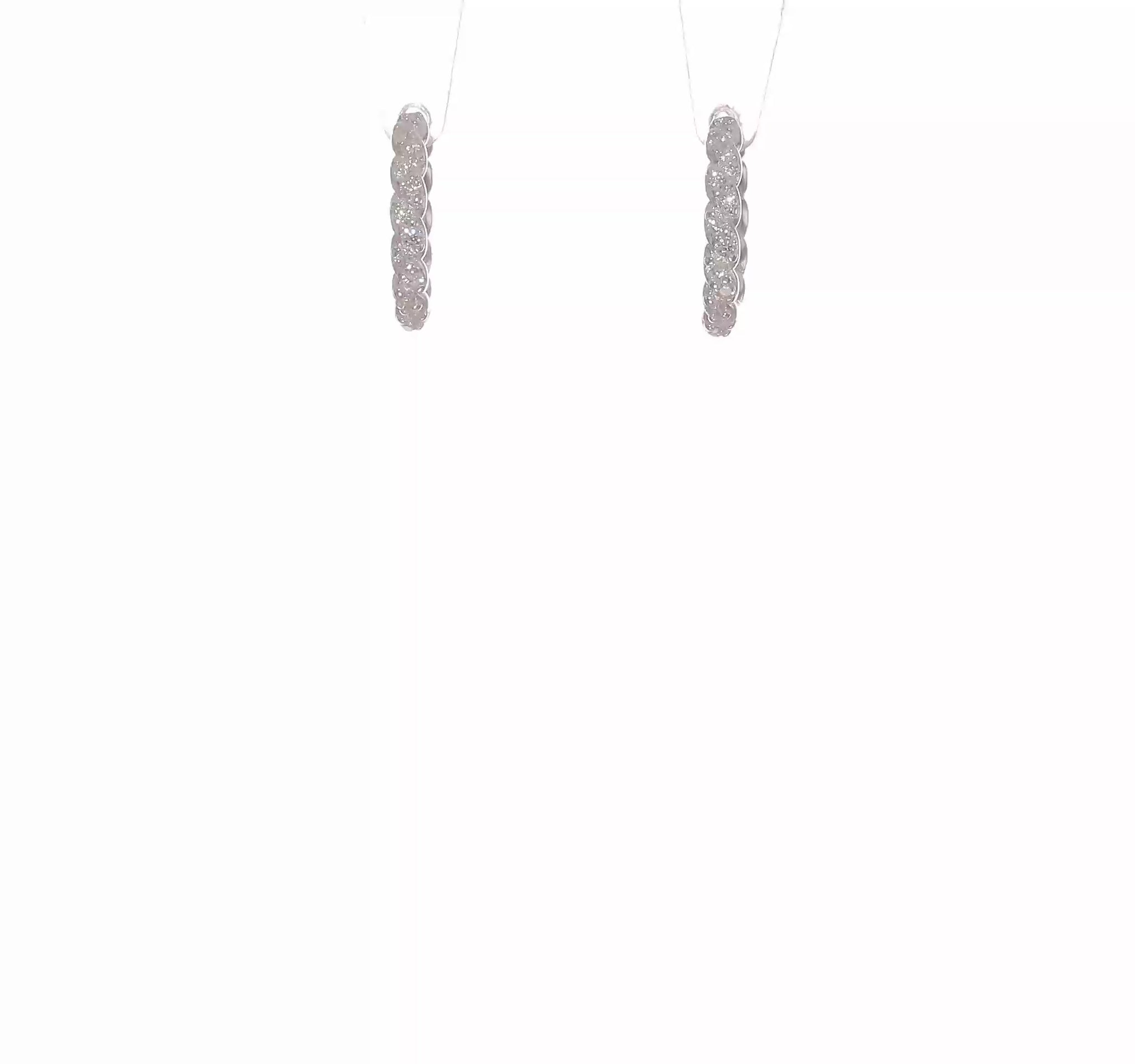 Sterling silver twisted CZ huggie hoop earrings video