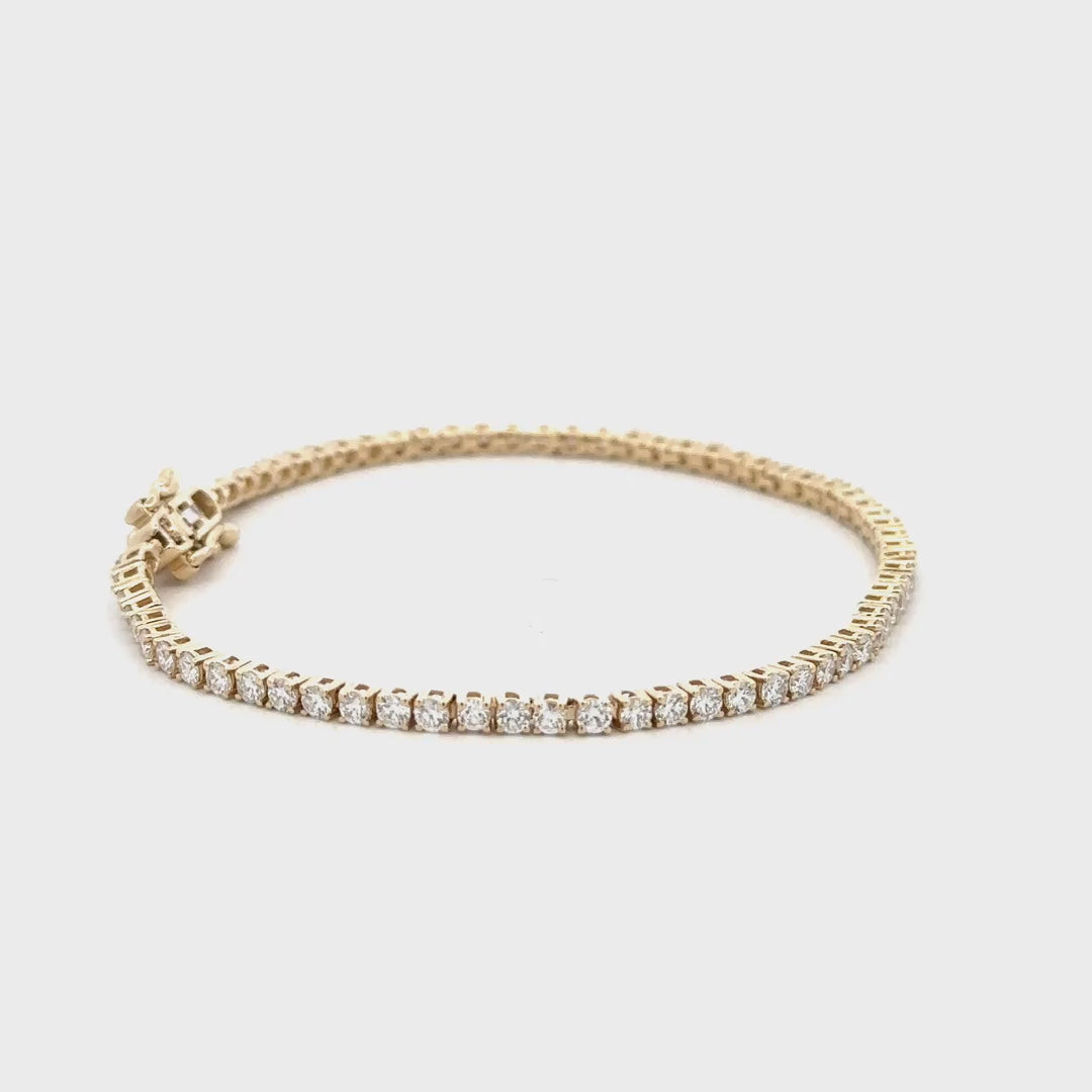 3 CTW yellow gold lab-grown diamond tennis bracelet video