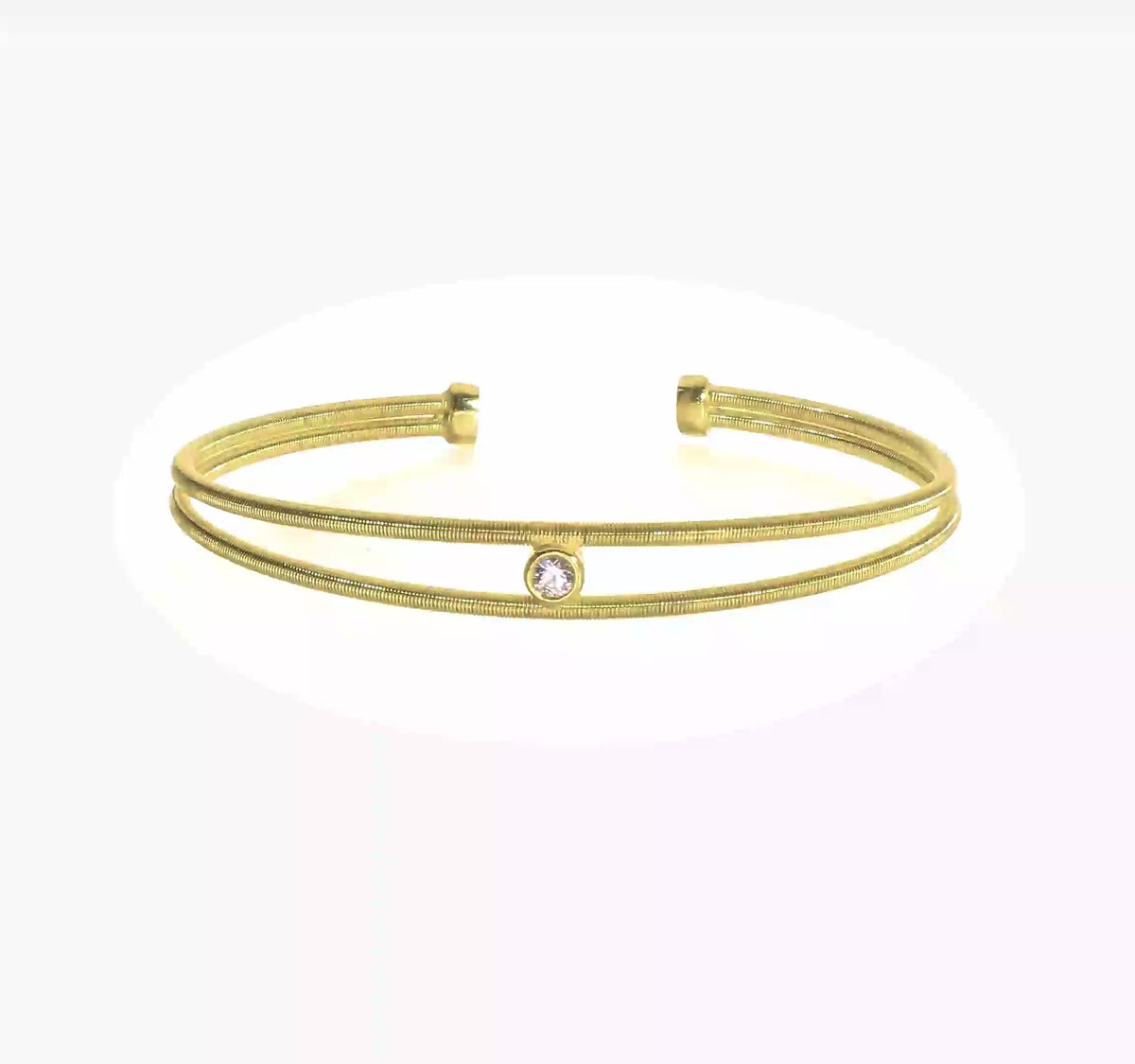 Gold-tone sterling silver CZ two-band cuff video