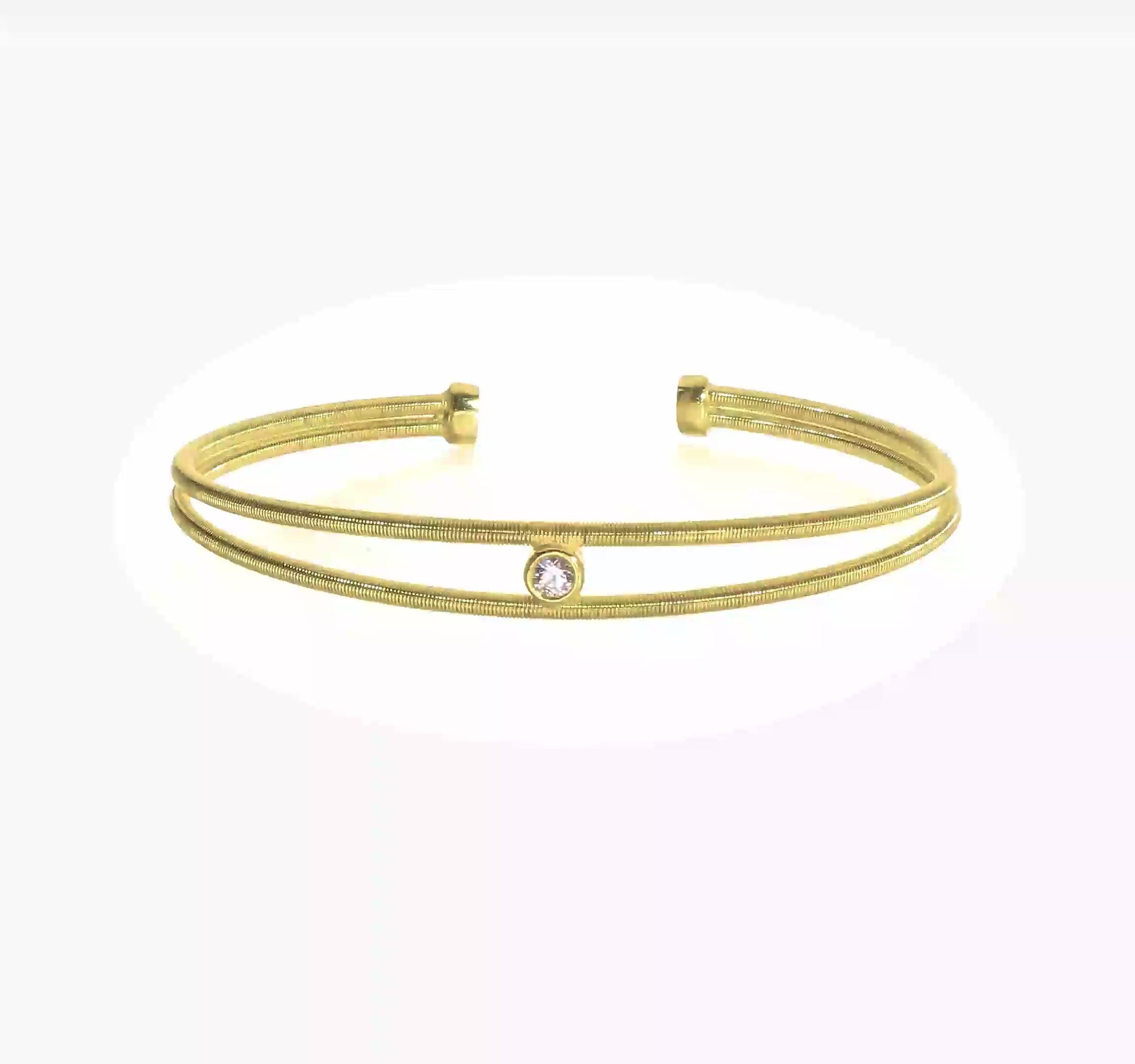 Gold-tone sterling silver CZ two-band cuff video