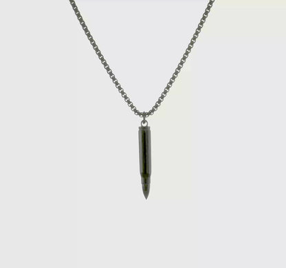 Black IP Stainless Steel Bullet Vial Necklace