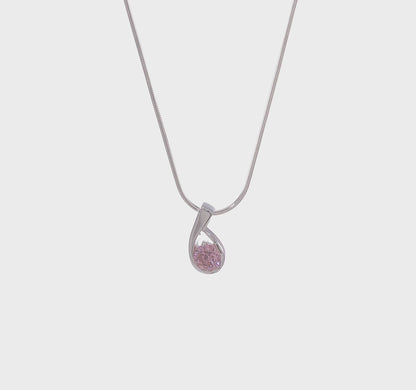 Sterling Silver Pink Cubic Zirconia Swirl Necklace