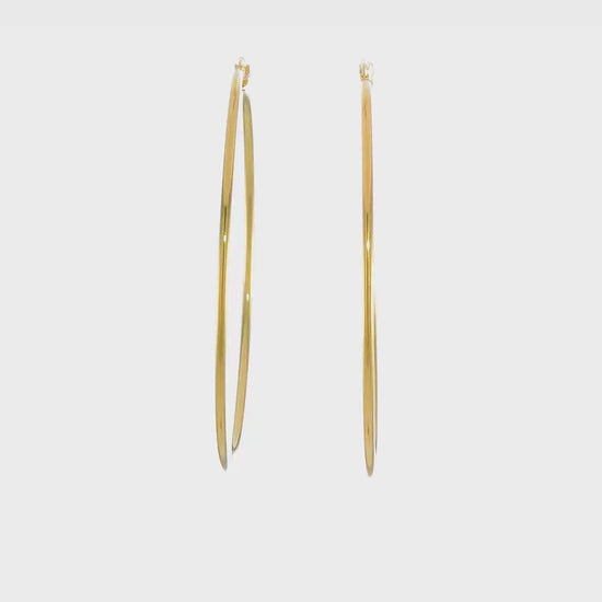 Classic 2mm gold-tone sterling silver hoop earrings, 70 mm — video view