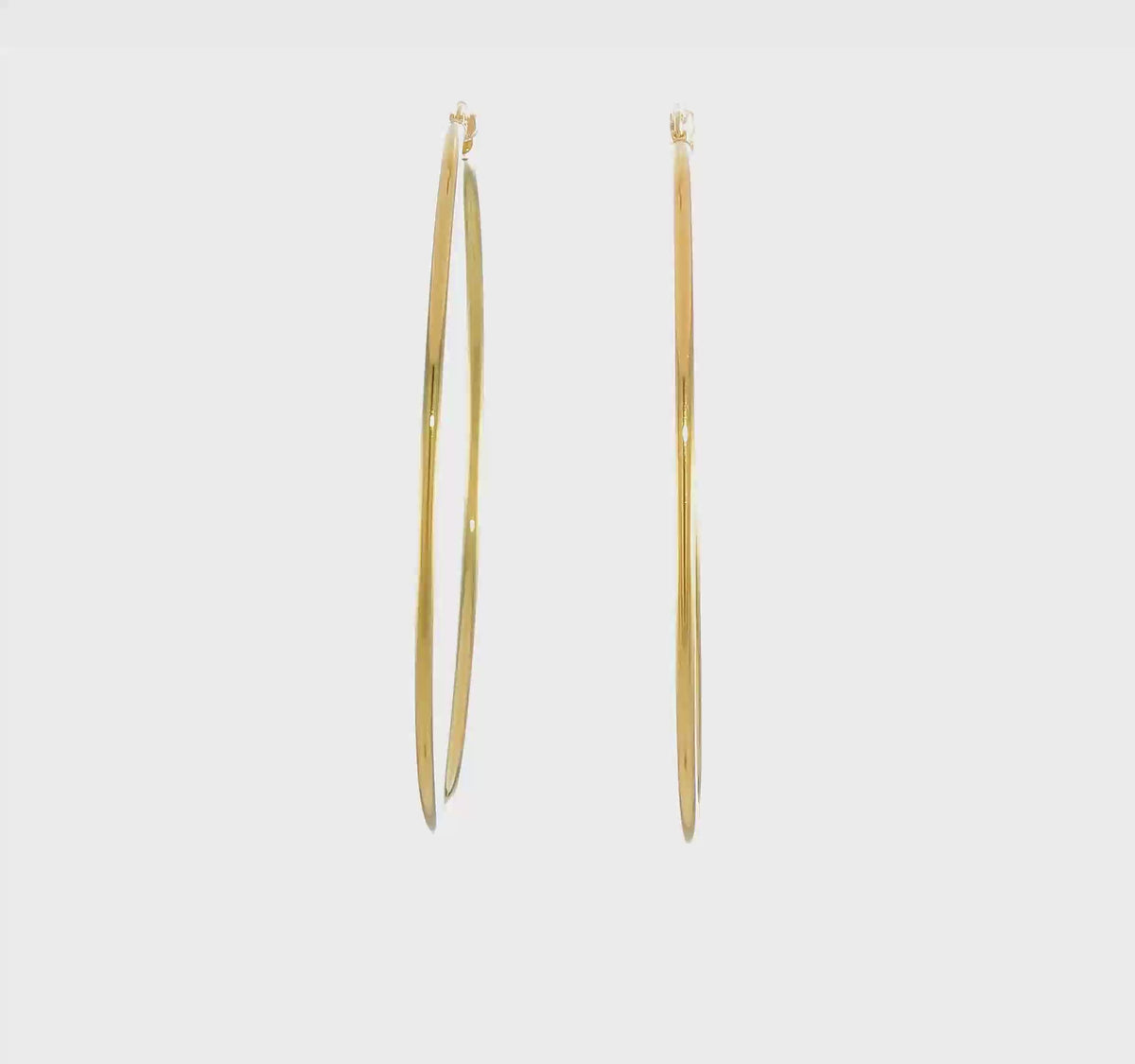Classic 2mm gold-tone sterling silver hoop earrings, 70 mm — video view